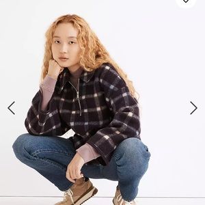 NWOT - Madewell Meadowland Jacket - Size M - Navy Plaid Swing Jacket